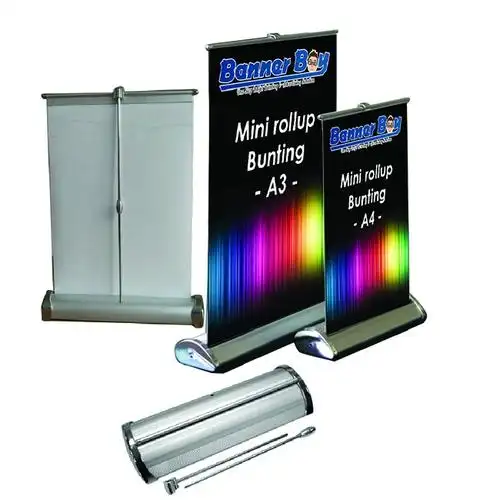 	Custom Mini Roll Up Banners – Personalized Tabletop Displays with Logo