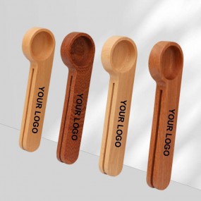 Custom 7g Wooden Coffee Scoops with Clip | Personalized...