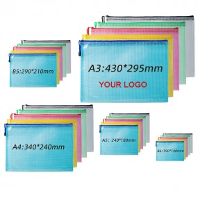 Custom Zipper Document Bags – Mesh Plastic Pouches with...