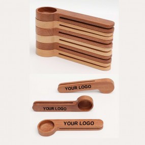 Custom 7g Wooden Coffee Scoops with Clip | Personalized...